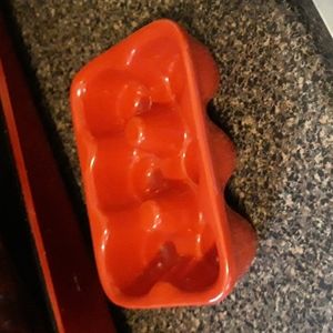 Red Pottery Egg Holder, Frig or Counter